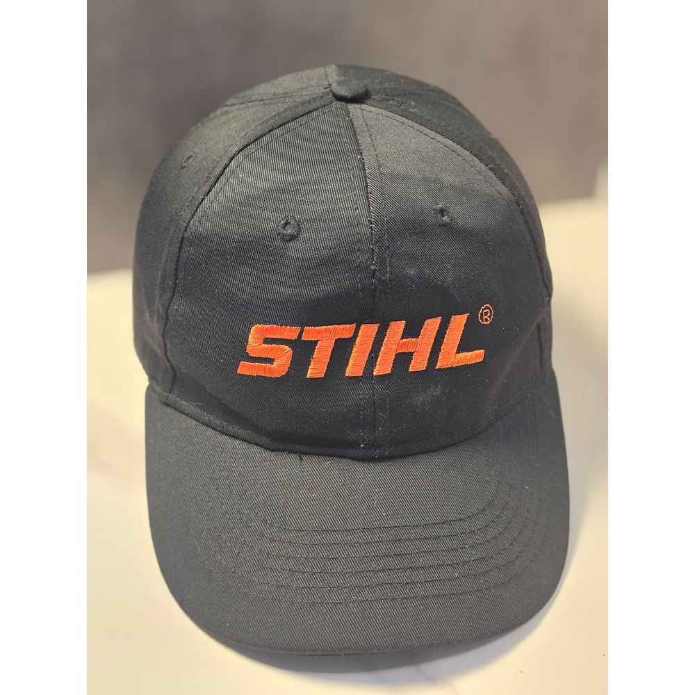 Stihl Outfitters Apparel Black Orange‎ Embroidered Logo Snapback Hat Mens Cap